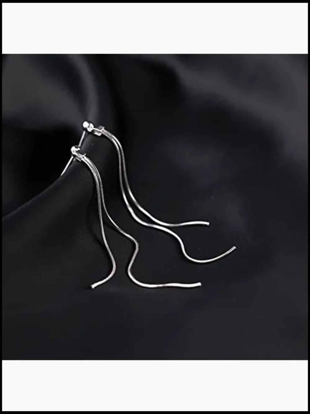 Solid 925 Sterling Silver Tassel Chain Dangle Earrings Long Drop Minimalist